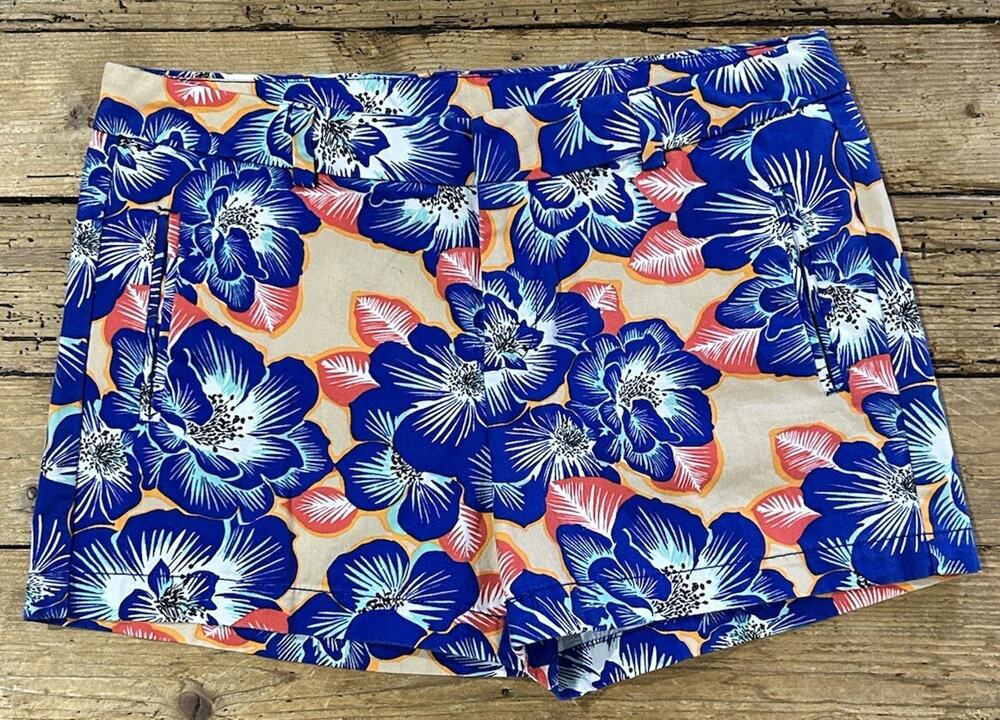 Stylus Womens Size 10 Floral Shorts Blue/Orange Cotton Shorts NWOT